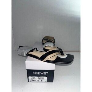 Nine West Women's News 3 Ankle Wrap Thong Strappy Sandals Black Size 7.5M